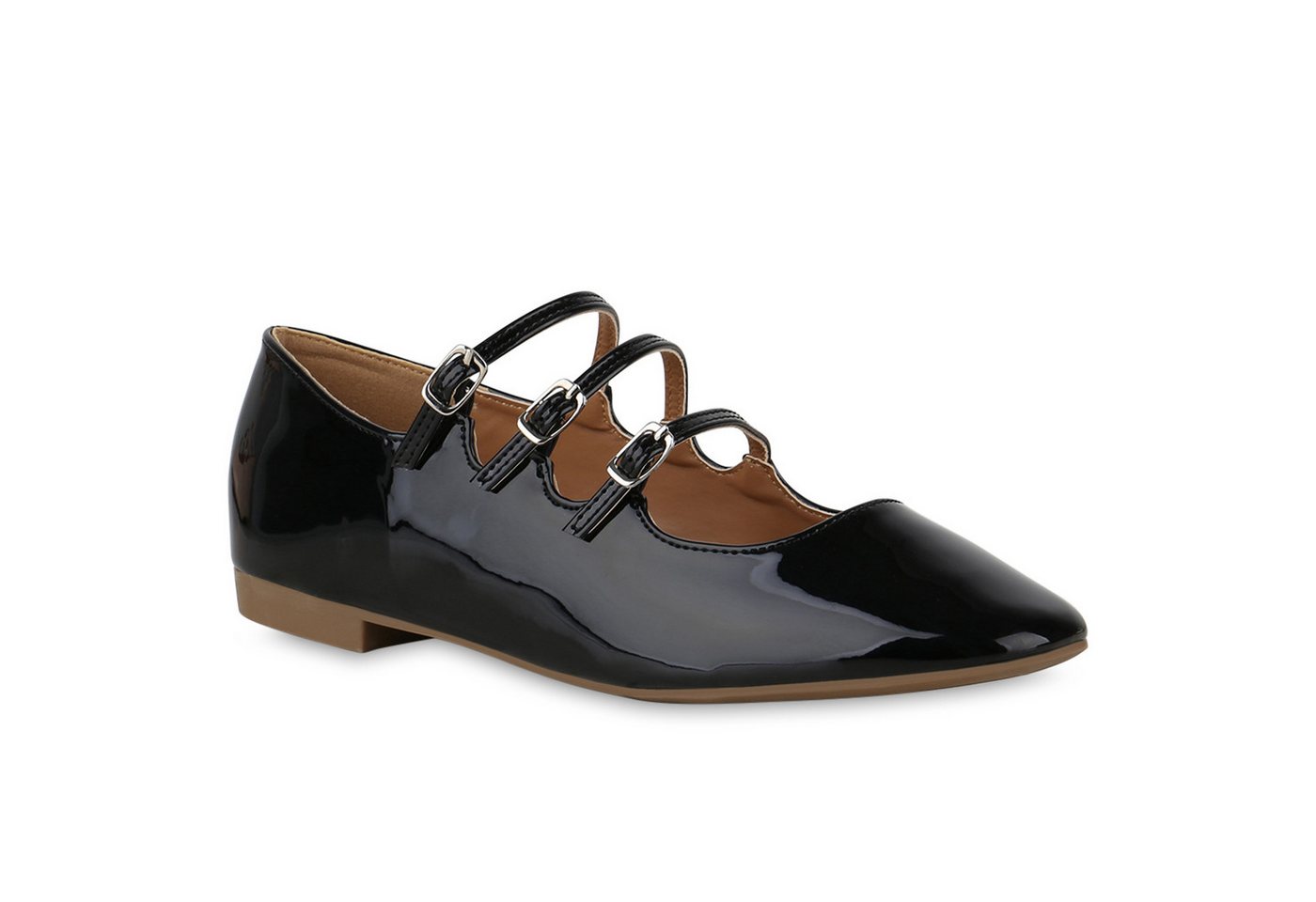 VAN HILL 841167 Ballerina Damen Riemchenballerinas Ballerinas Klassisch Lack Freizeit