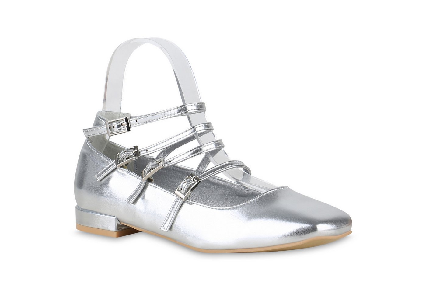 VAN HILL 841181 Ballerina Damen Riemchenballerinas Ballerinas Eckige Lack Riemchen- 841180