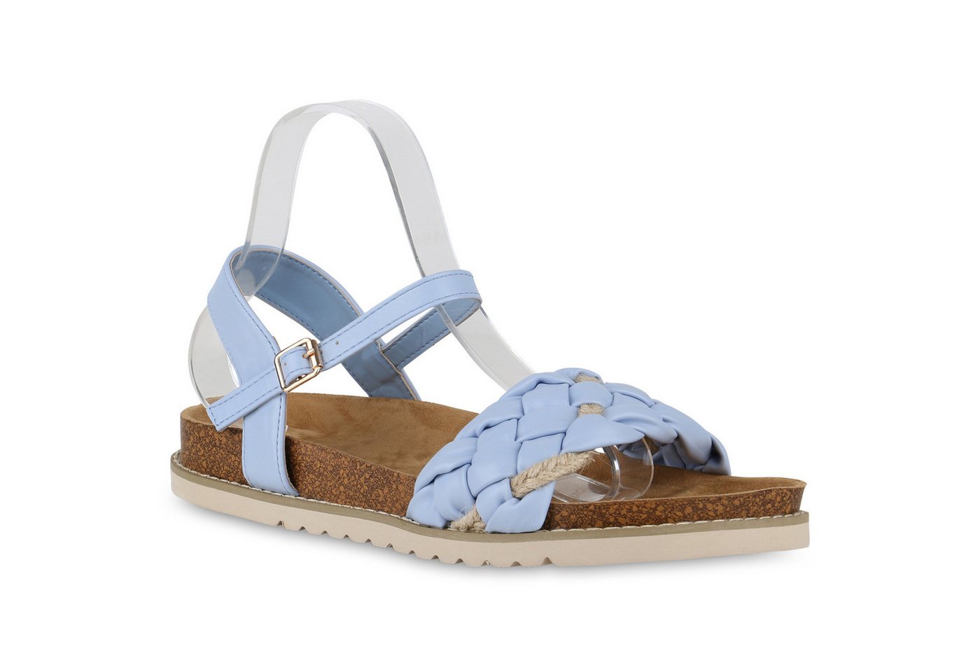 VAN HILL 841270 Riemchensandale Damen Übergrößen Riemchensandalen Sandale Bast Profil-Sohle