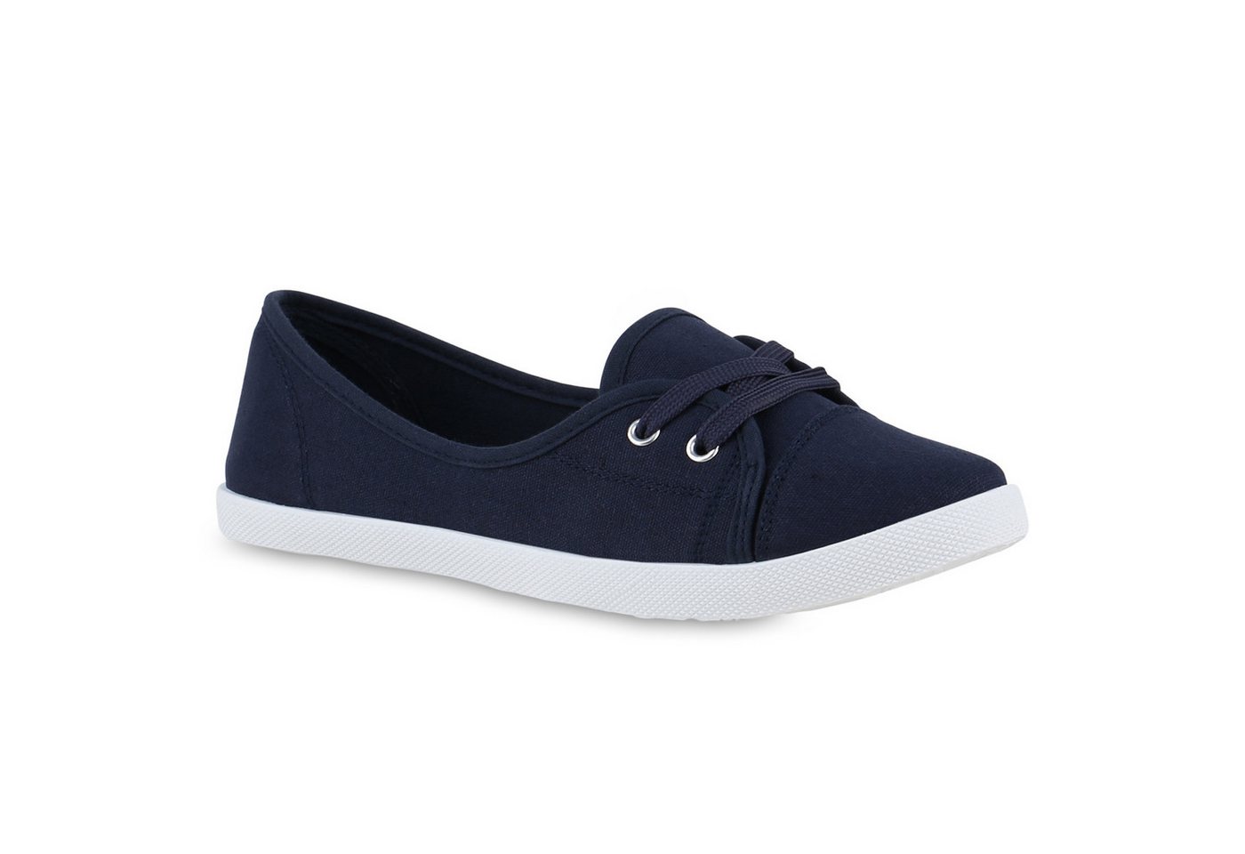 VAN HILL 841298 Sneaker Ballerinas Damen Sportliche Ballerinas Bequeme Basic Stoff Freizeit (blau)