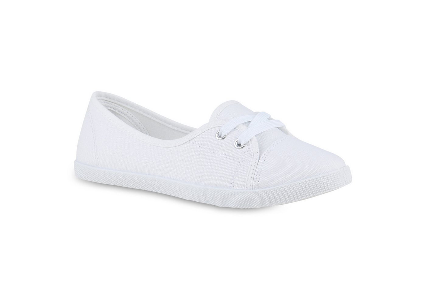 VAN HILL 841298 Sneaker Ballerinas Damen Sportliche Ballerinas Bequeme Basic Stoff Freizeit (weiß)