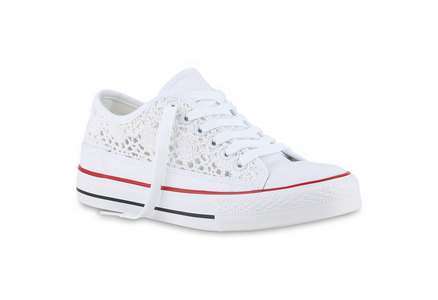 VAN HILL 841311 Sneaker Damen Sneaker Low Bequeme Schnürer Spitze Freizeit Stoff
