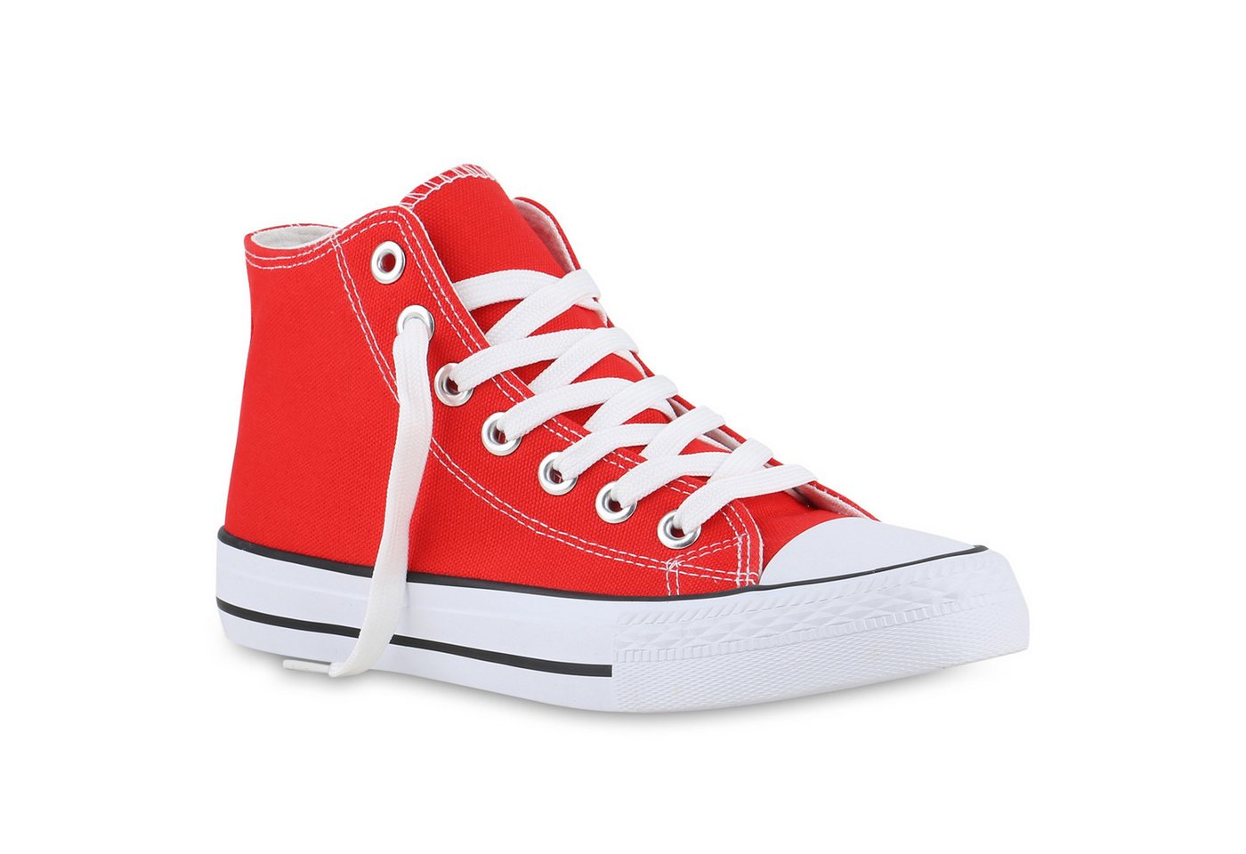 VAN HILL 841313 Sneaker Damen Sneaker High Schnürer Bequeme Basic Freizeit Stoff