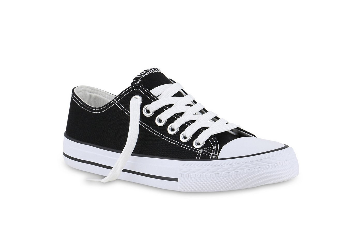 VAN HILL 841314 Sneaker Damen Sneaker Low Schnürer Bequeme Basic Stoff Freizeit