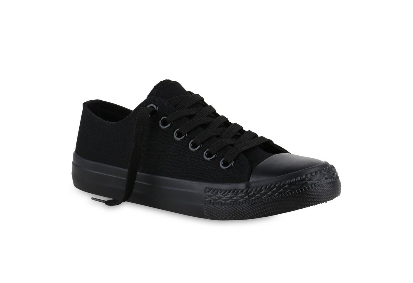 VAN HILL 841314 Sneaker Damen Sneaker Low Schnürer Bequeme Basic Stoff Freizeit (schwarz)