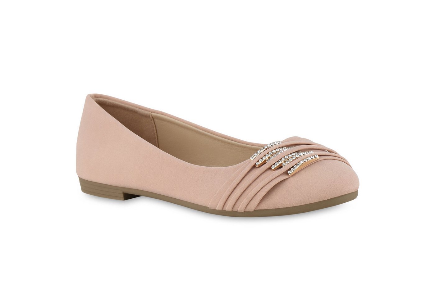 VAN HILL 841317 Ballerina Damen Klassische Ballerinas Strass Leder-Optik