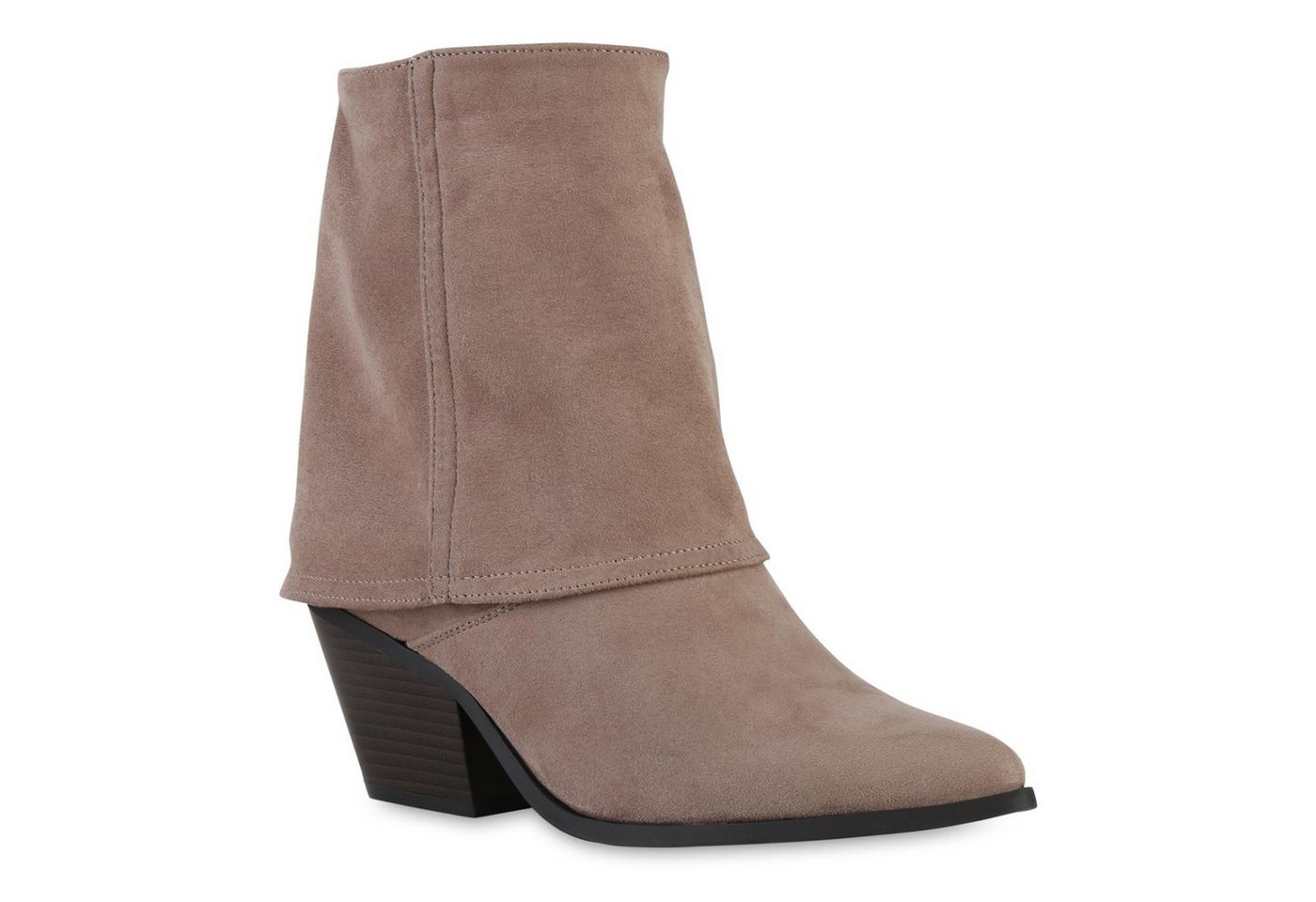 VAN HILL 841322 Cowboy Boots Damen Leicht Gefütterte Cowboy Boots Stiefeletten Spitze (braun)