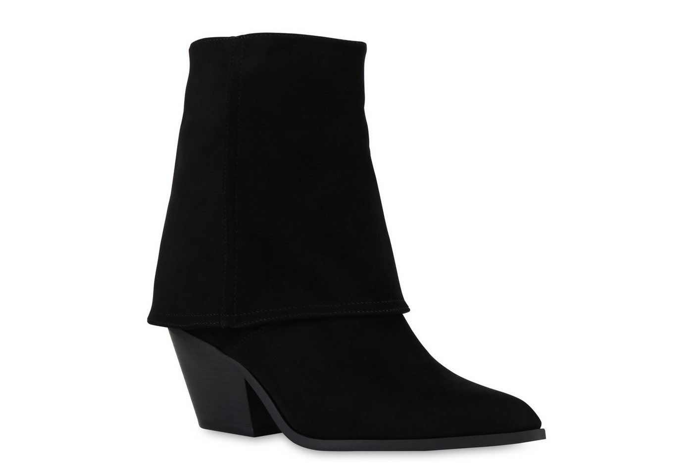 VAN HILL 841322 Cowboy Boots Damen Leicht Gefütterte Cowboy Boots Stiefeletten Spitze (schwarz)