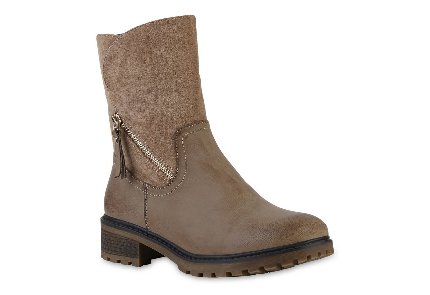 VAN HILL 841329 Stiefelette Damen Leicht Gefüttert Klassische Stiefeletten Profil-Sohle