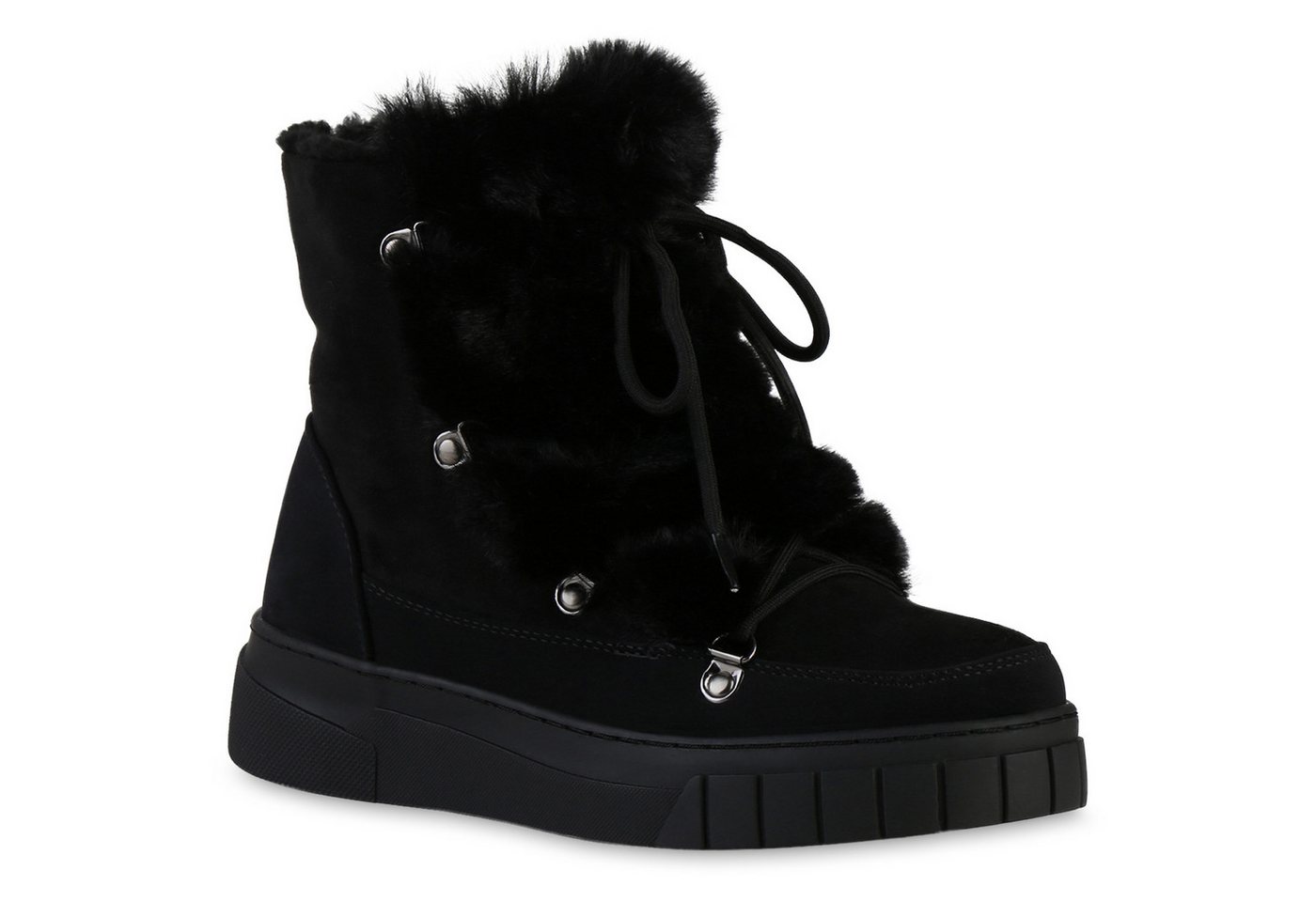 VAN HILL 841331 Winterstiefelette Damen Warm Gefüttert Winter Boots Stiefel Kunstfell Plateau