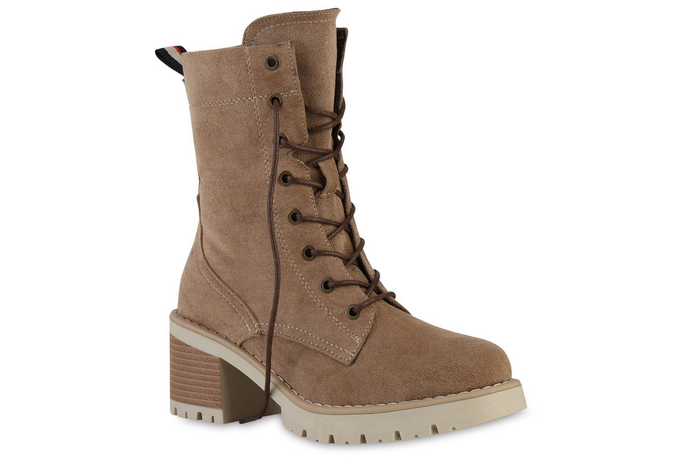 VAN HILL 841344 Schnürstiefelette Damen Leicht Gefütterte Schnürstiefeletten Profil-Sohle