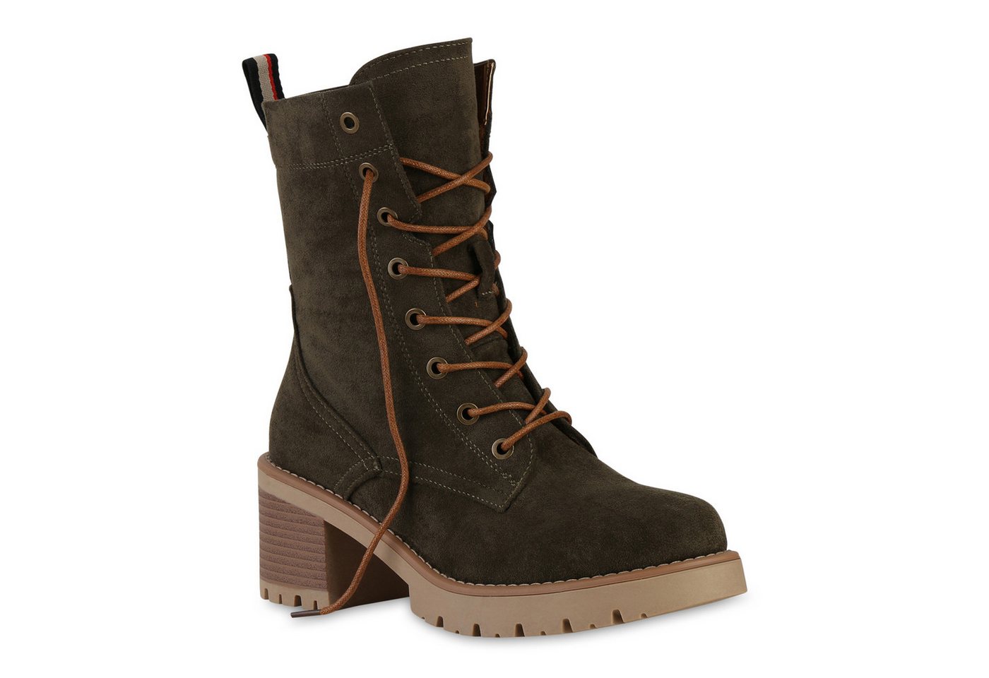 VAN HILL 841344 Schnürstiefelette Damen Leicht Gefütterte Schnürstiefeletten Profil-Sohle