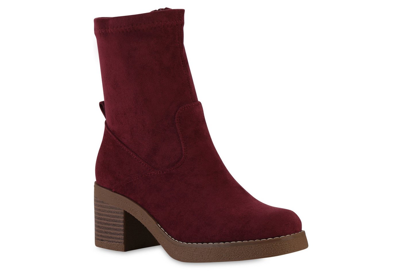 VAN HILL 841347 Stiefelette Damen Klassische Stiefeletten Holzoptikabsatz Herbst