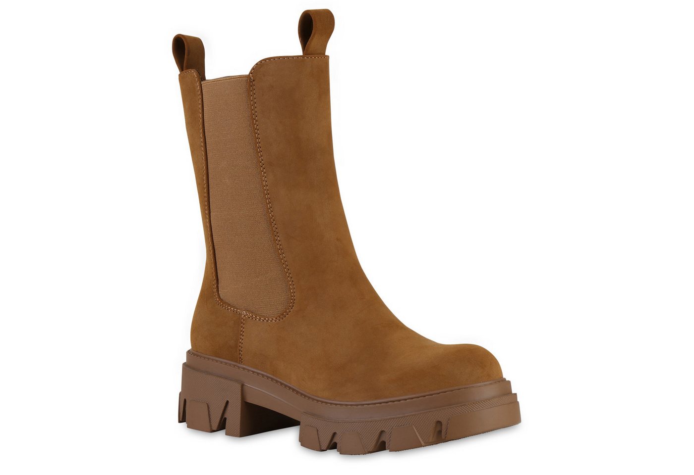 VAN HILL 841348 Plateaustiefelette Damen Plateau Boots Stiefeletten Profil-Sohle Stiefel