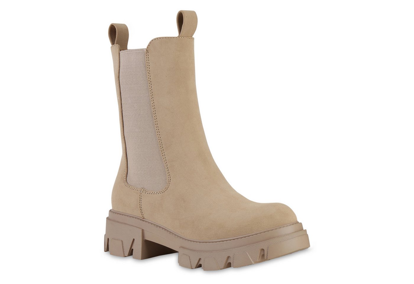 VAN HILL 841348 Plateaustiefelette Damen Plateau Boots Stiefeletten Profil-Sohle Stiefel