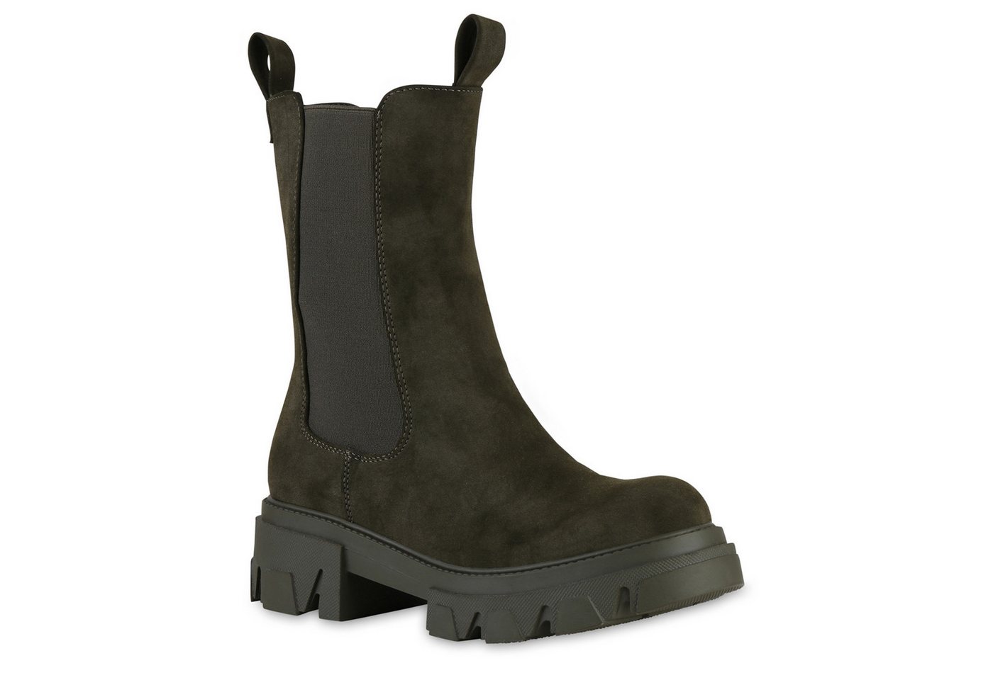 VAN HILL 841348 Plateaustiefelette Damen Plateau Boots Stiefeletten Profil-Sohle Stiefel