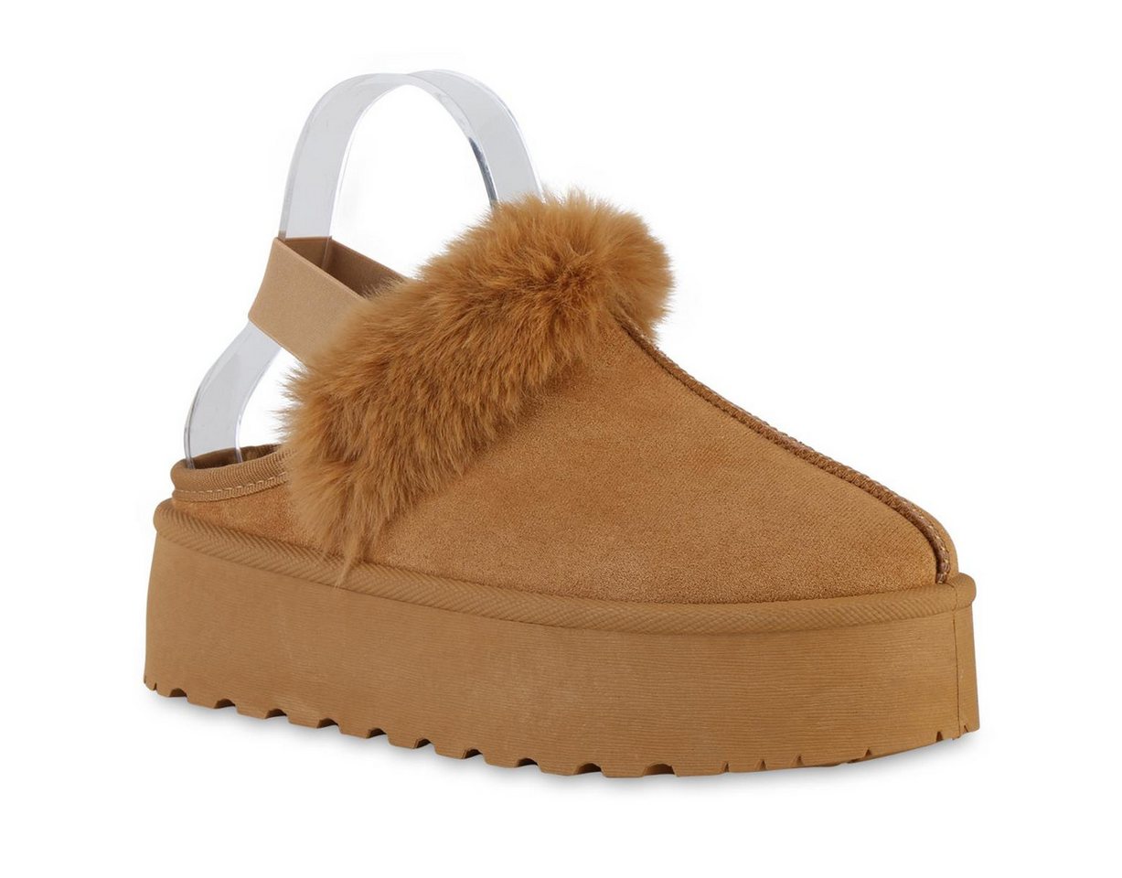 VAN HILL 841353 Hausschuh Damen Warm Gefüttert Pantoffeln Hausschuhe Bequem Kunstfell