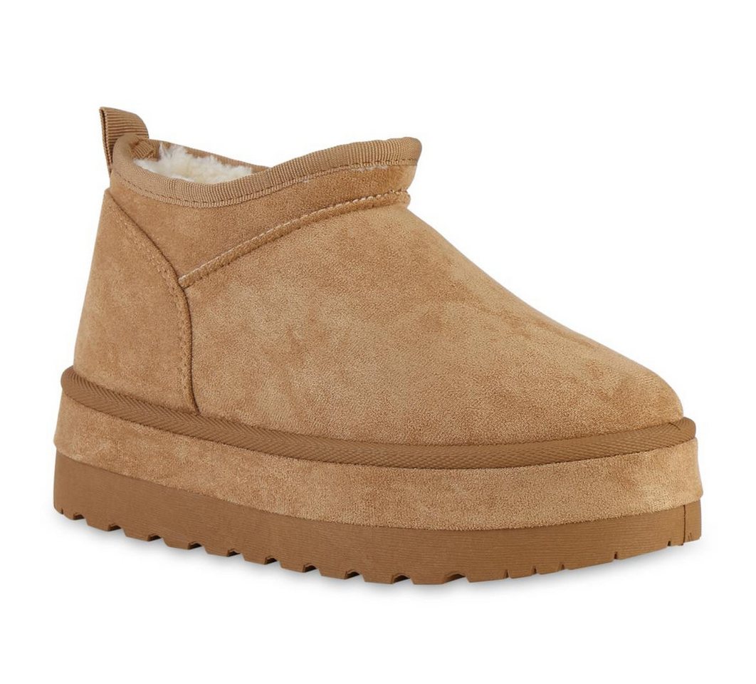 VAN HILL 841362 Winterstiefelette Damen Warm Gefüttert Winter Boots Stiefeletten Profil-Sohle