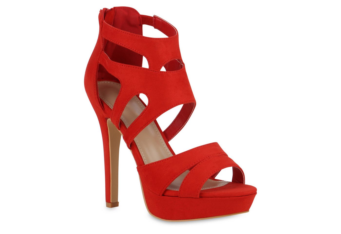 VAN HILL 841366 High-Heel-Sandalette Damen High Heels Sandalette Stiletto Cut-outs Party Plateau-