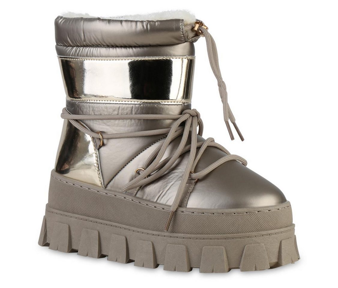 VAN HILL 841395 Winterstiefelette Damen Warm Gefütterte Winter Boots Stiefeletten Bequem Lack