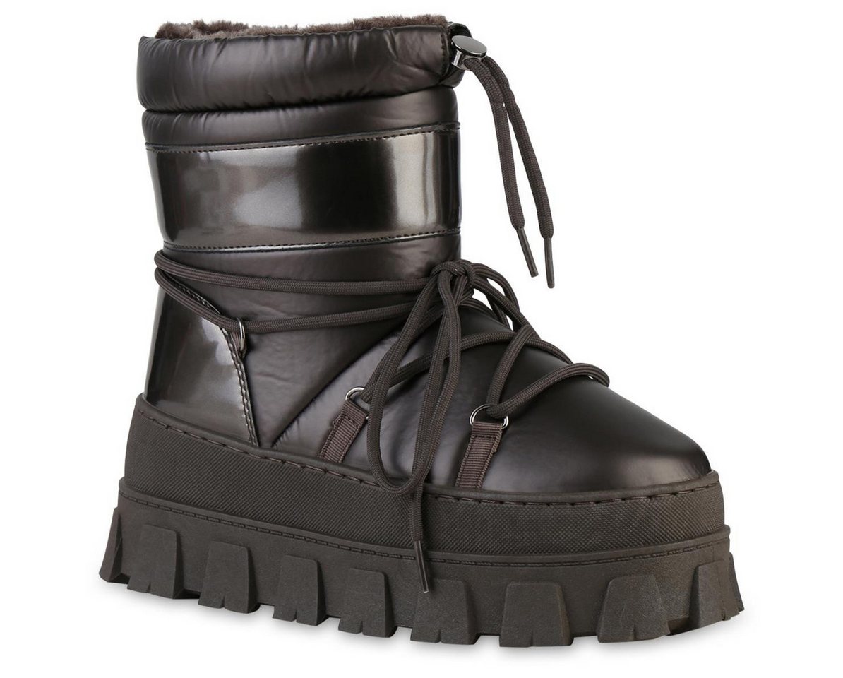 VAN HILL 841395 Winterstiefelette Damen Warm Gefütterte Winter Boots Stiefeletten Bequem Lack