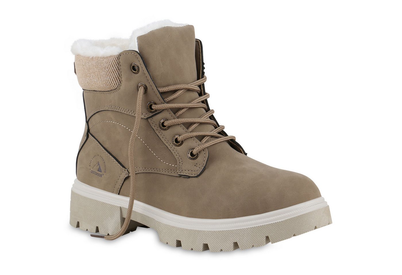 VAN HILL 841423 Stiefelette Damen Warm Gefütterte Worker Boots Stiefeletten Bequeme