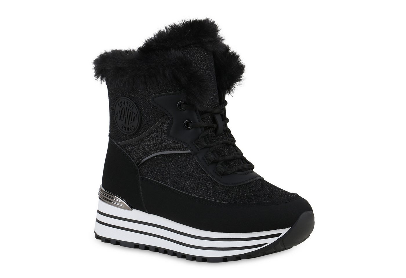 VAN HILL 841426 Sneaker Damen Warm Gefütterte Sneakerstiefel Sneaker Kunstfell