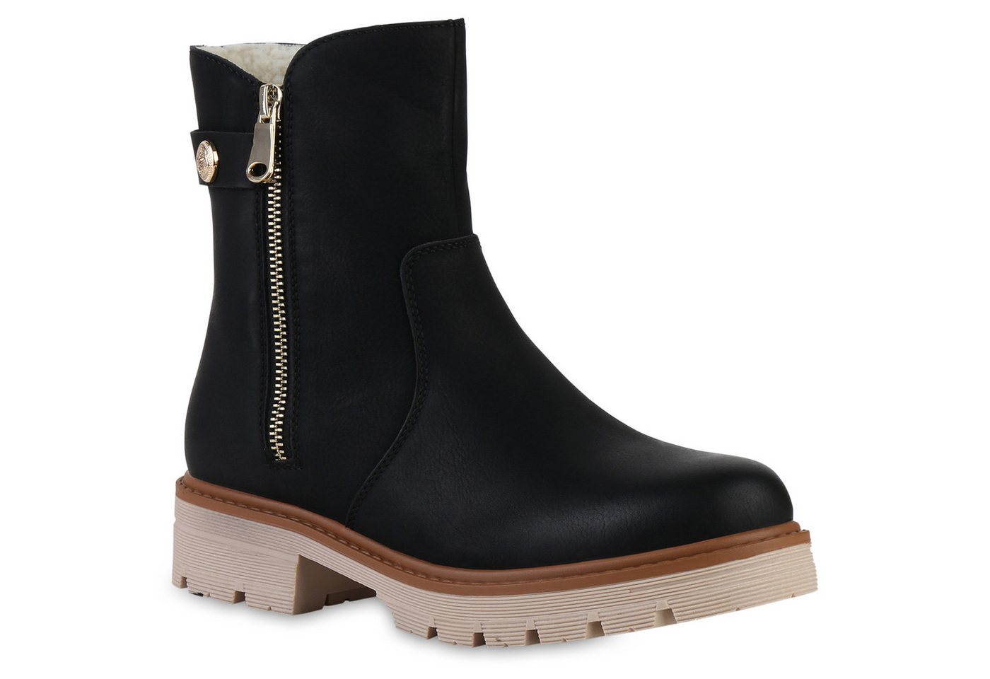 VAN HILL 841444 Stiefelette Damen Gefüttert Klassische Stiefeletten Profil-Sohle Trendy