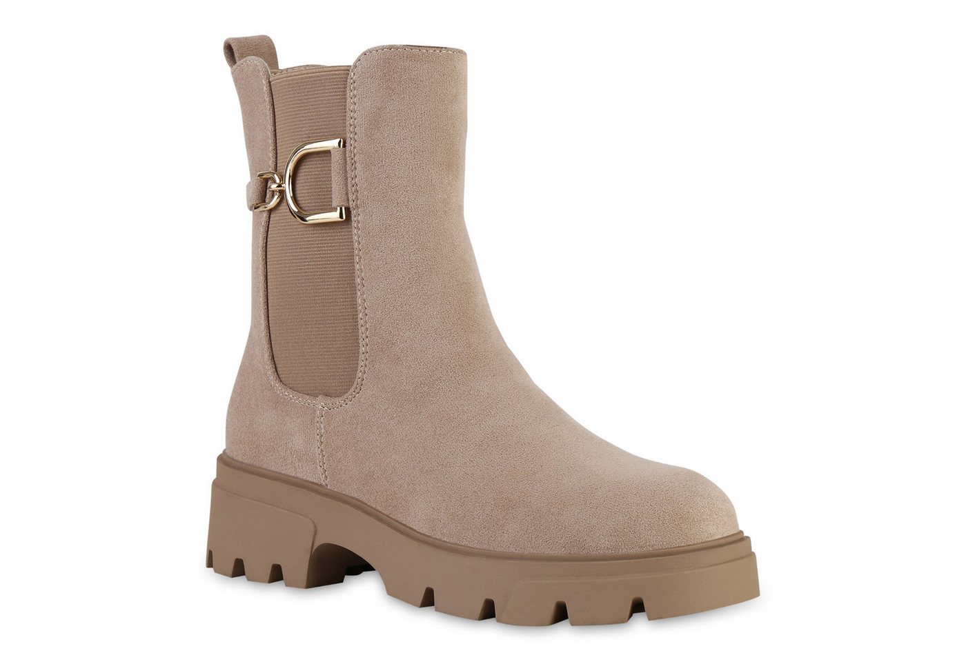 VAN HILL 841445 Stiefelette Damen Leicht Gefüttert Klassische Stiefeletten Profil-Sohle (braun)