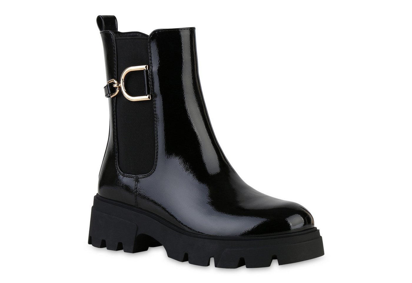 VAN HILL 841445 Stiefelette Damen Leicht Gefüttert Klassische Stiefeletten Profil-Sohle