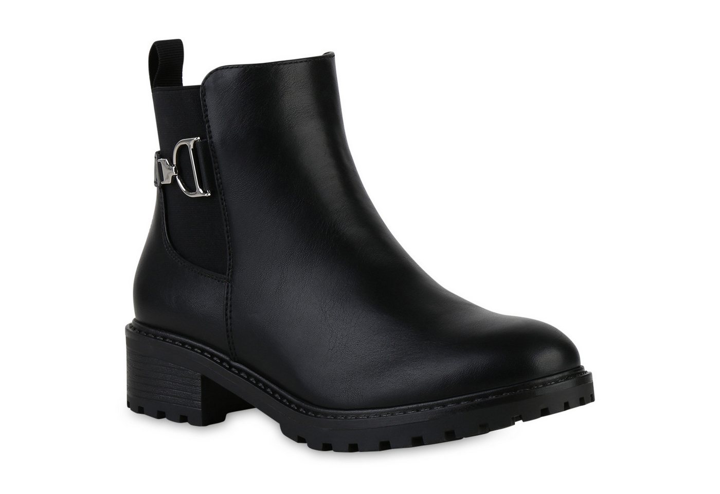 VAN HILL 841453 Stiefelette Damen Leicht Gefüttert Klassische Stiefeletten Profil-Sohle