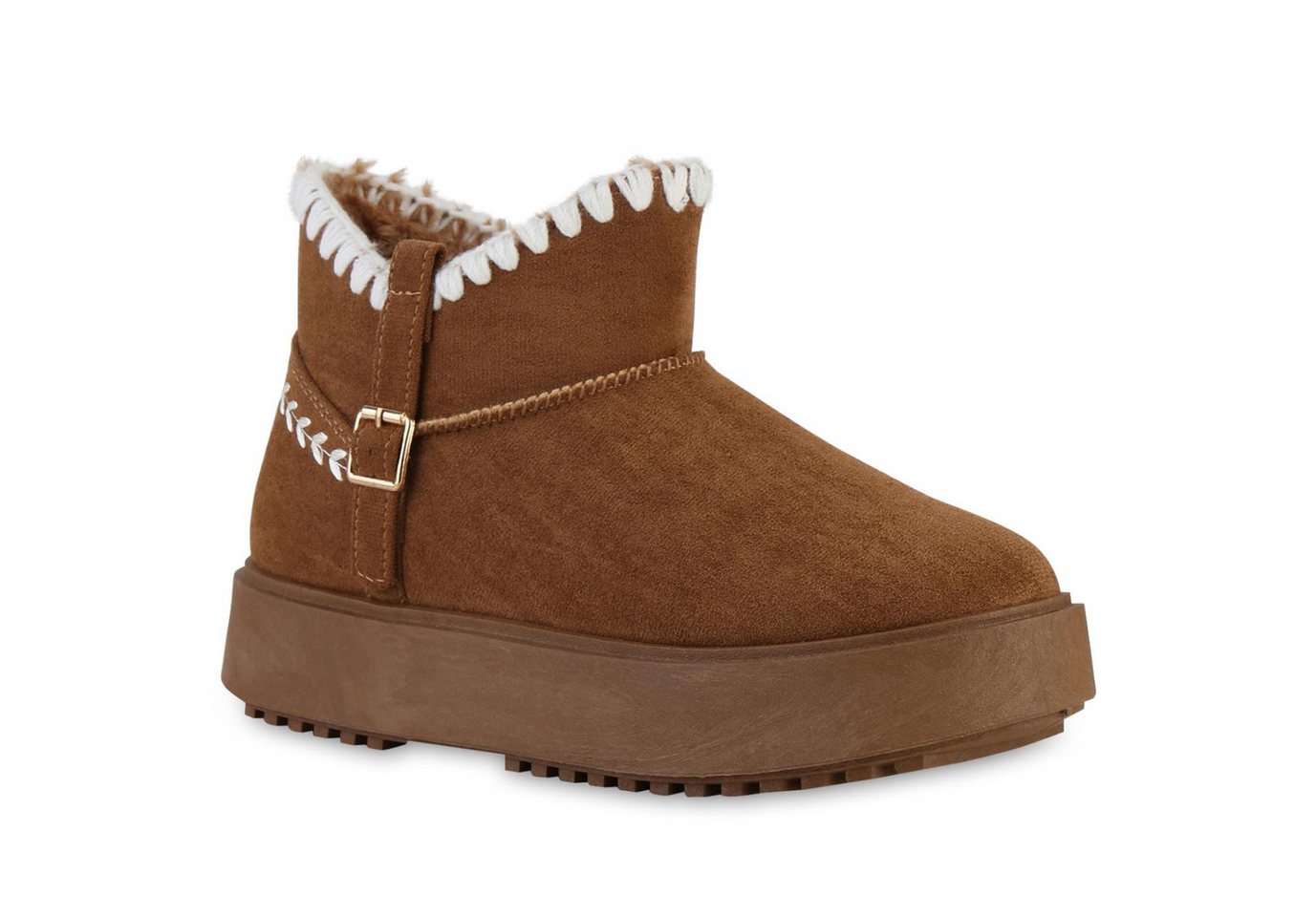 VAN HILL 841456 Winterstiefelette Damen Warm Gefütterte Winter Boots Stiefeletten Bequeme