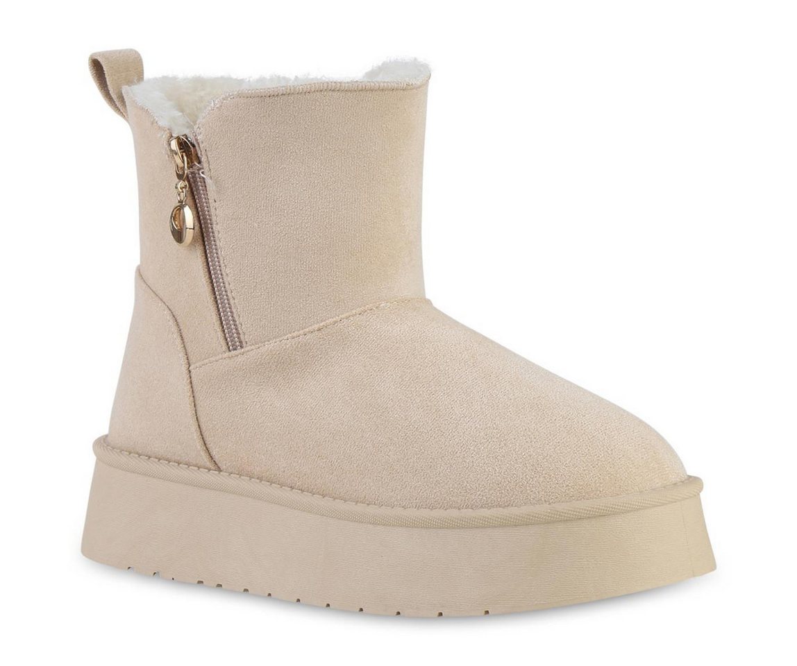 VAN HILL 841457 Winterstiefelette Damen Warm Gefüttert Winter Boots Stiefelette Bequem Zipper