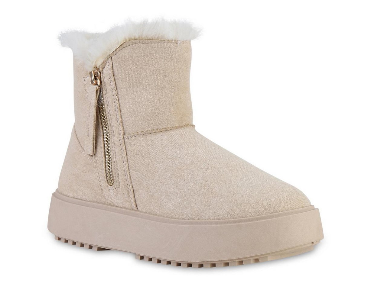 VAN HILL 841460 Winterstiefelette Damen Warm Gefütterte Winter Boots Stiefeletten Bequeme