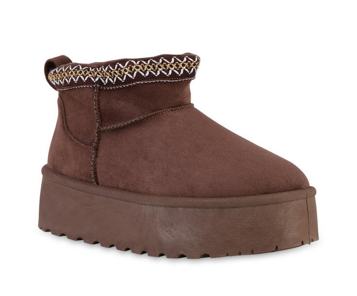 VAN HILL 841461 Winterstiefelette Damen Warm Gefütterte Winter Boots Stiefeletten Stickereien