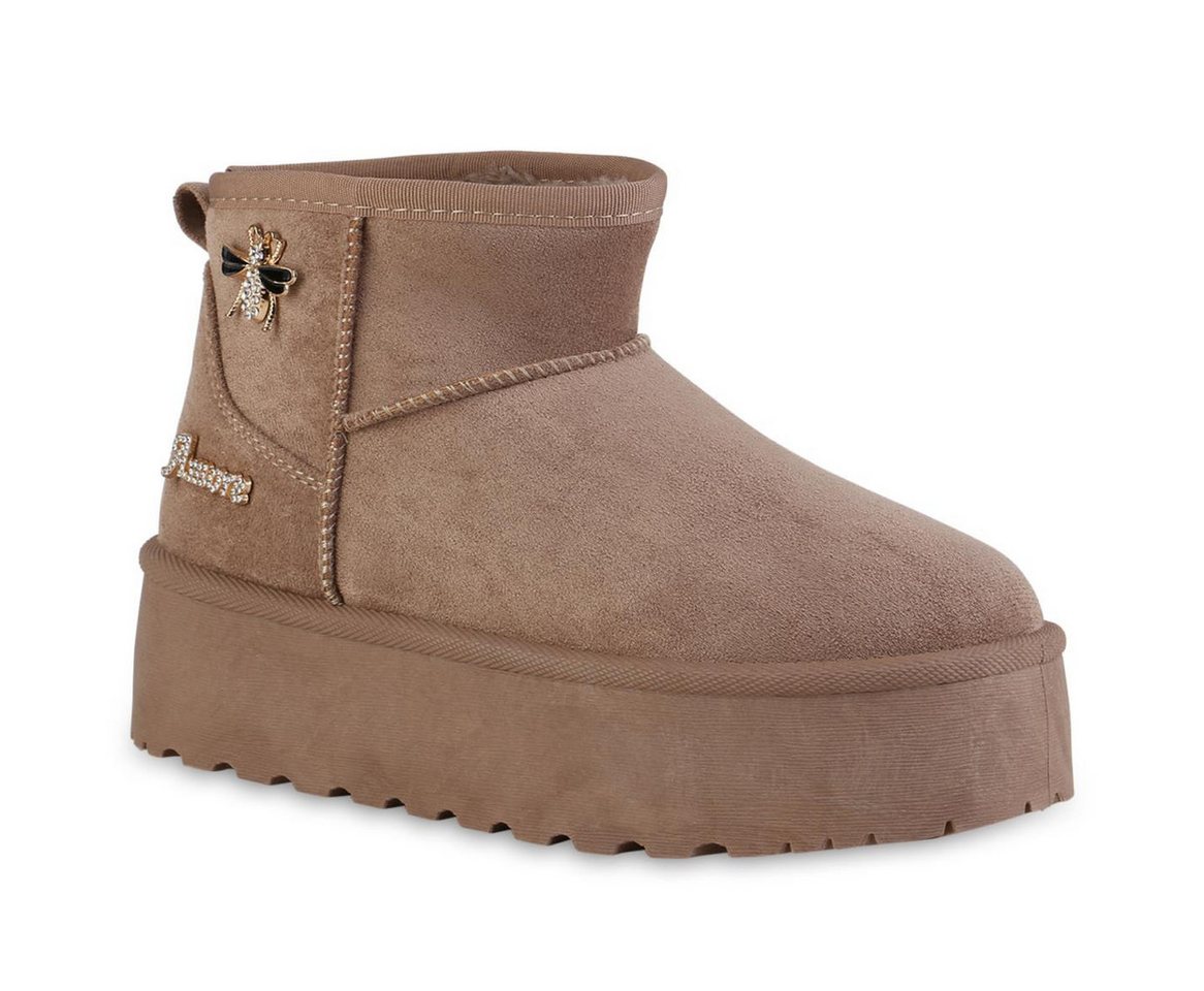 VAN HILL 841462 Winterstiefelette Damen Warm Gefütterte Winter Boots Stiefeletten Bequeme