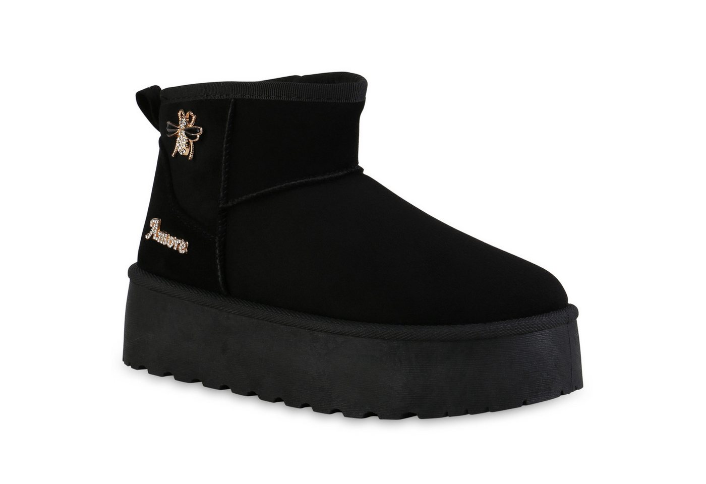 VAN HILL 841462 Winterstiefelette Damen Warm Gefütterte Winter Boots Stiefeletten Bequeme