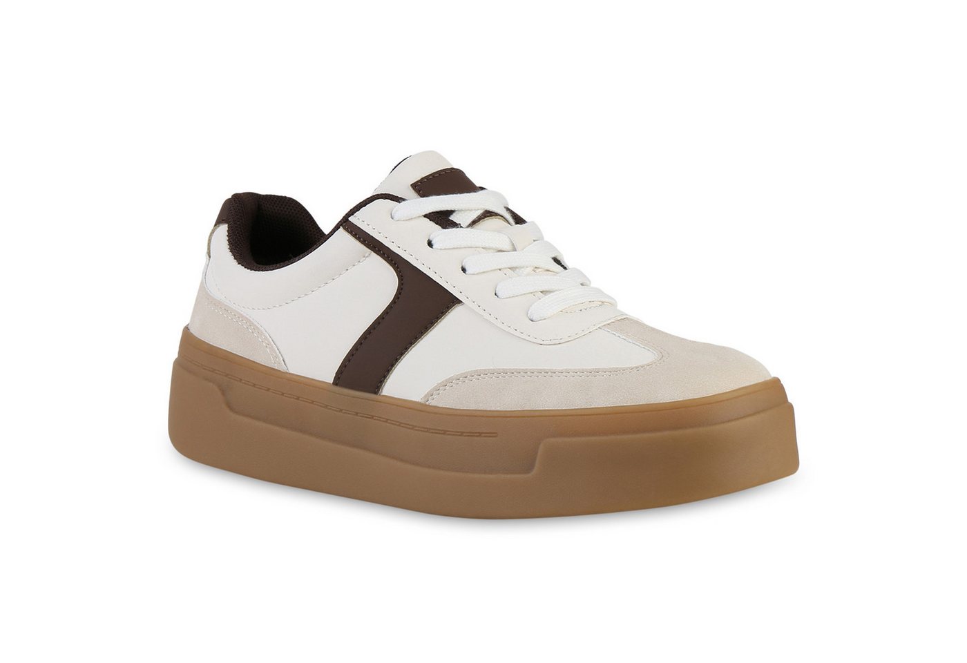 VAN HILL 841463 Sneaker Damen Sneaker Low Schnürer Basic Plateau Freizeit Schnür-