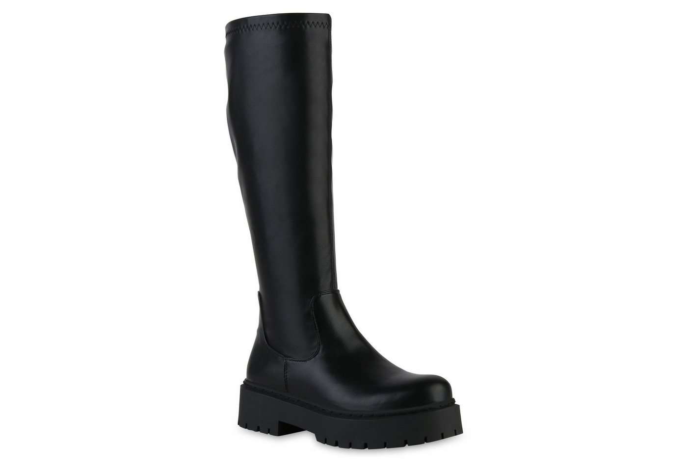 VAN HILL 841464 Plateaustiefel Damen Leicht Gefütterte Plateaustiefel Stiefel Profil-Sohle