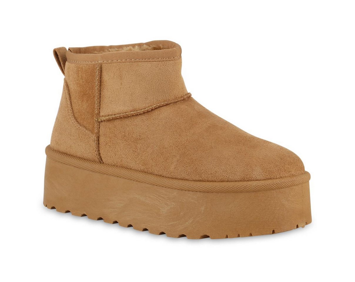 VAN HILL 841471 Winterstiefelette Damen Warm Gefüttert Winter Boots Stiefeletten Profil-Sohle