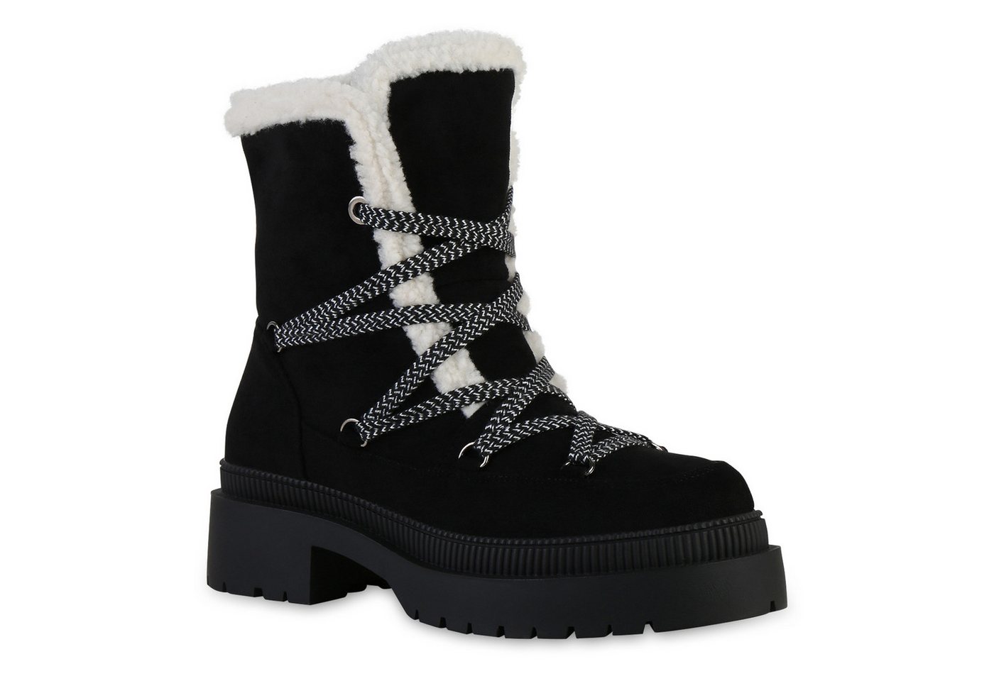 VAN HILL 841472 Schnürstiefelette Damen Leicht Gefüttert Schnürstiefeletten Stiefeletten