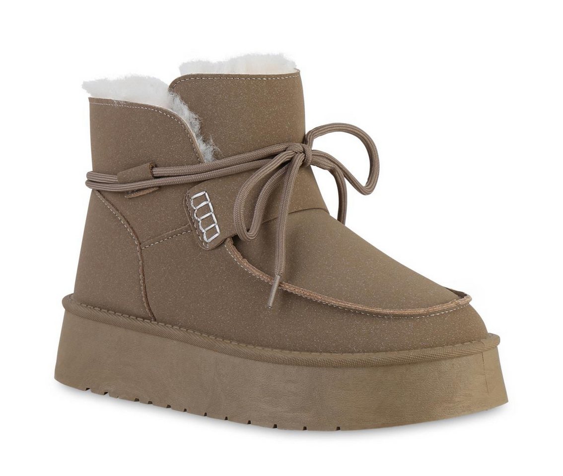 VAN HILL 841476 Winterstiefelette Damen Warm Gefütterte Winter Boots Stiefeletten Bequeme
