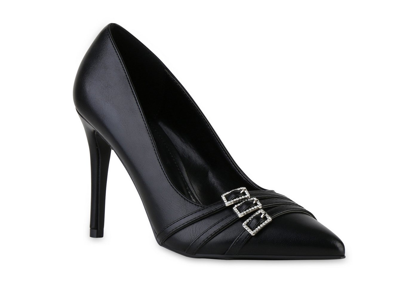 VAN HILL 841483 Pumps Damen Spitze Pumps Stiletto Absatzschuhe Schnallen Strass
