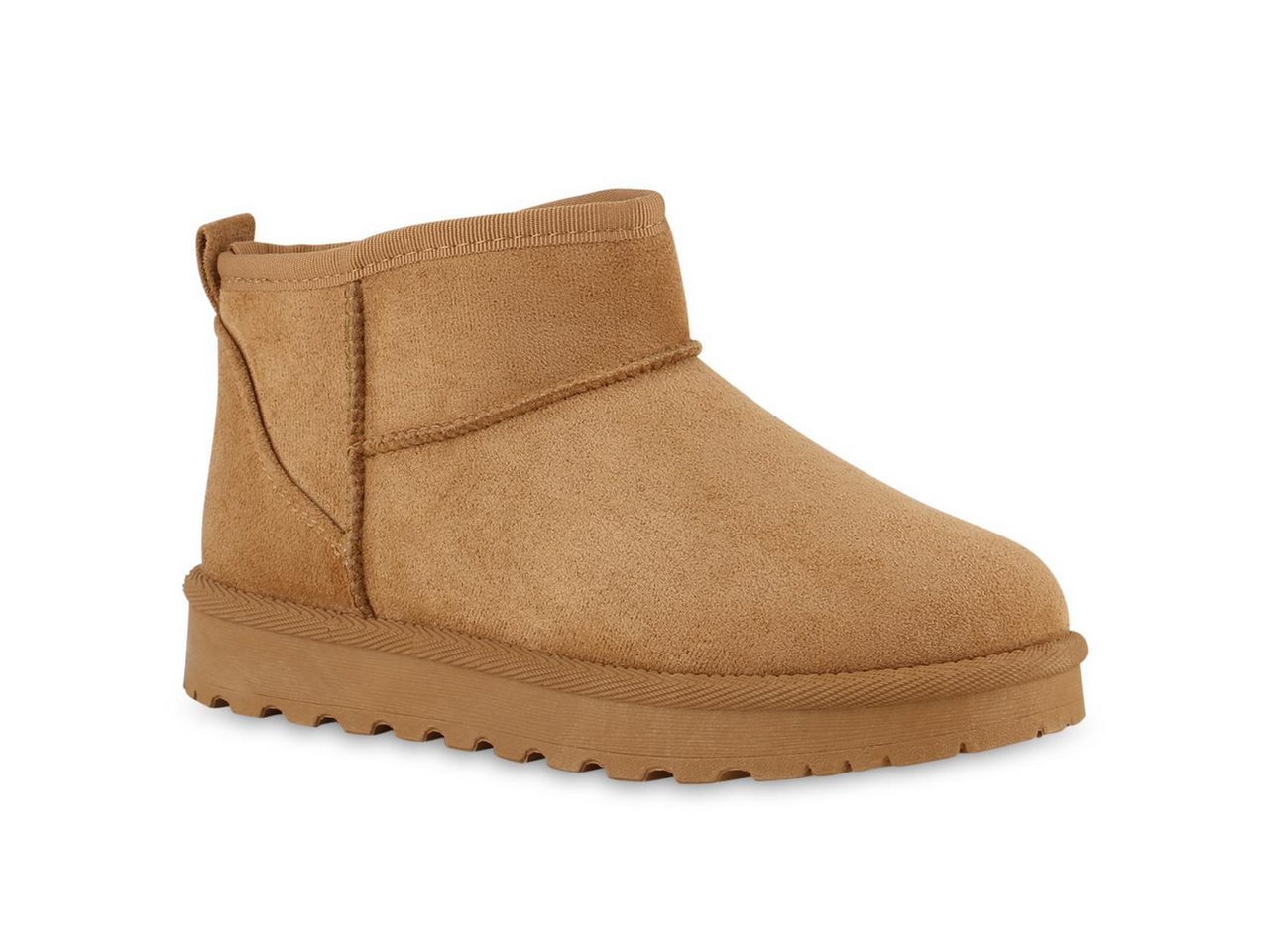 VAN HILL 841491 Winterstiefelette Damen Warm Gefüttert Winter Boots Stiefeletten Profil-Sohle (braun)