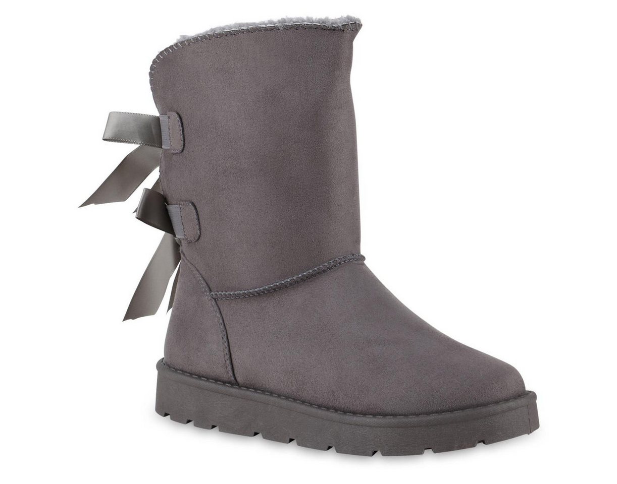 VAN HILL 841501 Winterstiefelette Damen Warm Gefütterte Winter Boots Stiefeletten Schleifen