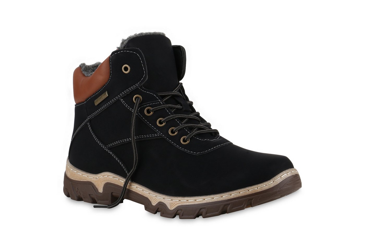 VAN HILL 841505 Winterboots Herren Warm Gefüttert Winter Boots Stiefelette Profil-Sohle