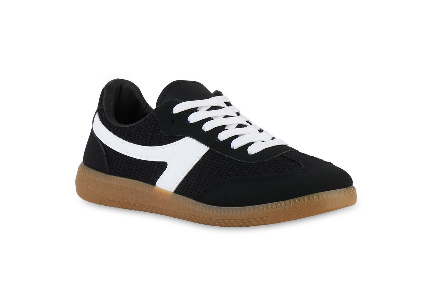 VAN HILL 841515 Sneaker Damen Sneaker Low Schnürer Bequeme Strick Freizeit Schnür-