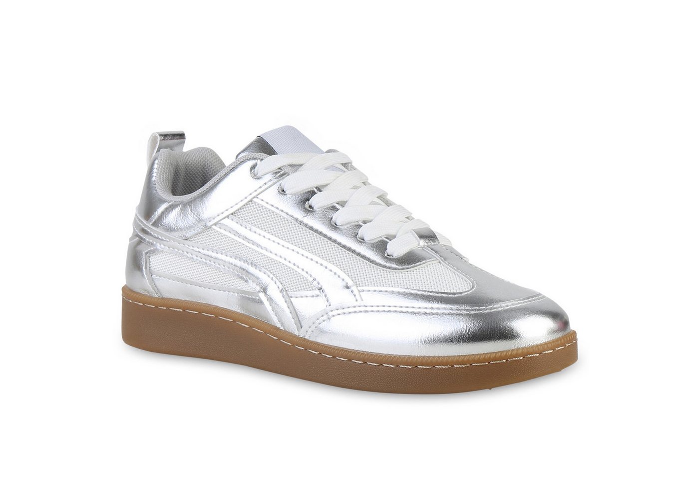 VAN HILL 841526 Sneaker Damen Sneaker Low Schnürer Bequeme Metallic Schnür-
