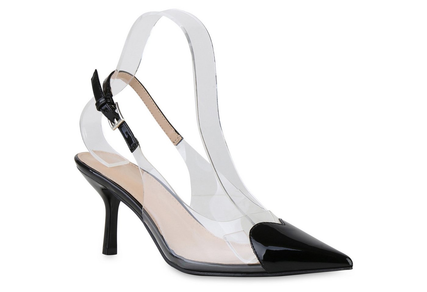 VAN HILL 841534 Slingpumps Damen Slingpumps Pumps Spitze Stiletto Transparente Party