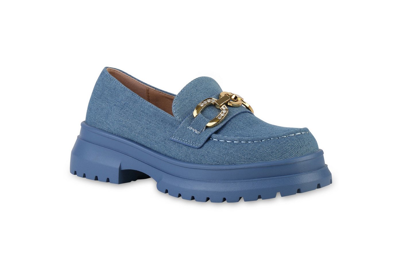 VAN HILL 841541 Outdoorschuh Damen Plateauschuhe Halbschuhe Slippers Strass Profil-Sohle